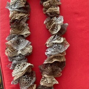 Whimsical Multicolor Ruffled Knit lace  Scarf